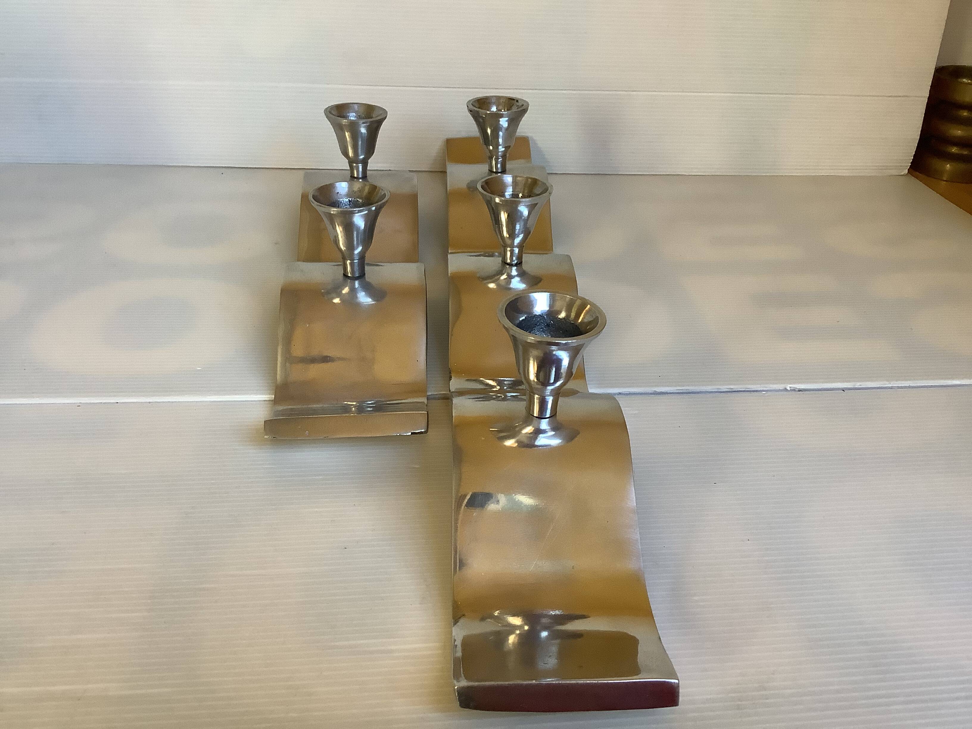 Pair of designer wave candlesticks