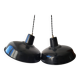 Duo of white and black enameled sheet metal pendants