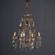 Antique chandelier in gilded iron and glass, Italy, 20th century