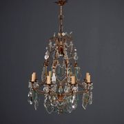Antique chandelier in gilded iron and glass, Italy, 20th century