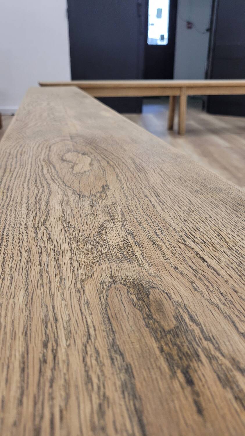 Two oak farm benches