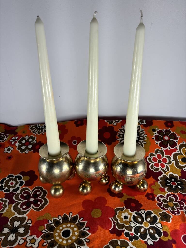 Vintage brass candlesticks Gusum Sweden 1980 x3