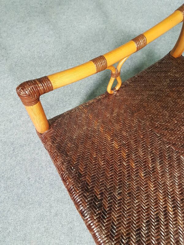 Fauteuil et repose-pieds conçus par Yuzuru Yamakawa en rotin et bambou