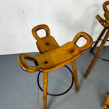 Set of 3 Brutalist Marbella Bar Stools by Sergio Rodrigues, 1960s