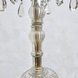 Bronze chandelier with crystal pendants circa 1950, 5 lights, H = 81 cm