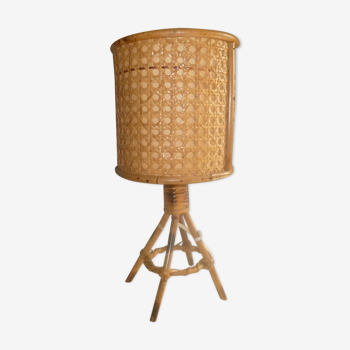 Wicker rattan bedside lamp 1960