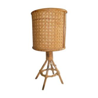 Wicker rattan bedside lamp 1960
