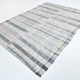 7x10 Yellow Black Striped Vintage Rug, 220x304Cm