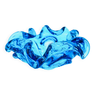 Murano Sculptural Bowl — "Bullicante" Aquamarine Blue — 1950