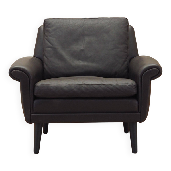 Fauteuil en cuir marron, design danois, années 60, designer : Aage Christiansen