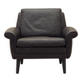 Fauteuil en cuir marron, design danois, années 60, designer : Aage Christiansen