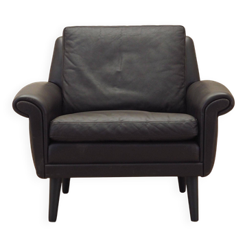 Fauteuil en cuir marron, design danois, années 60, designer : Aage Christiansen
