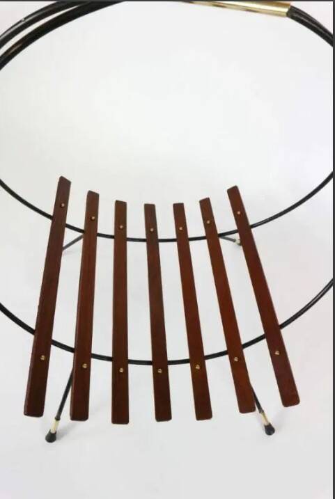 portariviste vintage legno metallo ed inserti in ottone