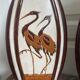 Paire de vases en céramique craquelée Art déco décor échassier Keralouve la Louvière
