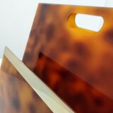 Porte-revues en méthacrylate et laiton Italie années 1970.