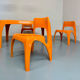 Table and 4 dining chairs designed by Preben Fabricius, Interplast, 1970s.