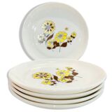 X8 floral plates mario and yellow 70s sovirel-vintage-kitchen-retri