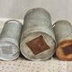 Vintage set of perforated metal waste bins