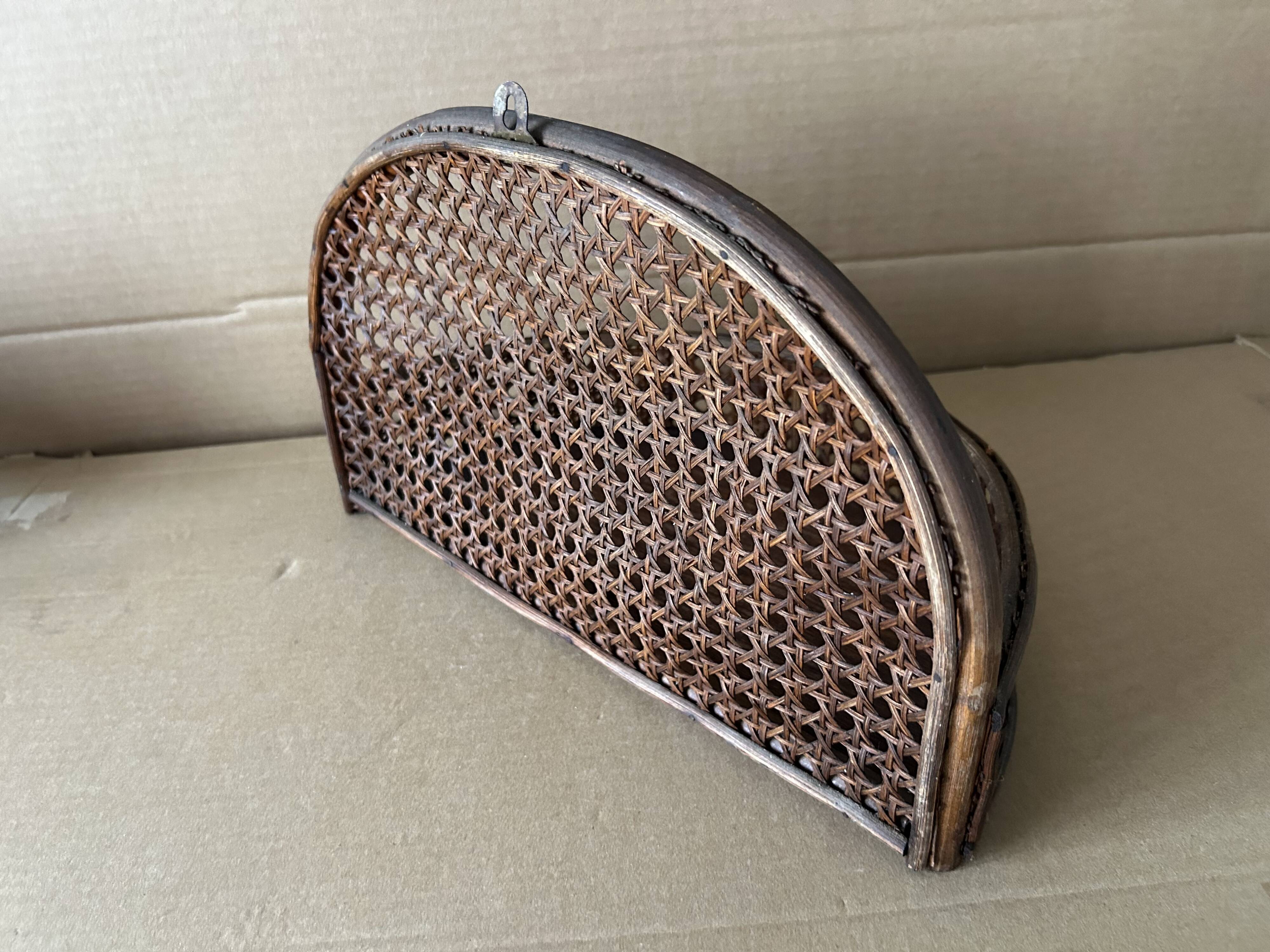 Antique cane wall shelf