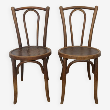Paire de chaises bistrot années 1930 bois courbé Thonet Kohn Fischel