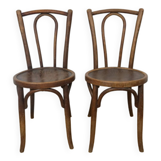 Paire de chaises bistrot années 1930 bois courbé Thonet Kohn Fischel