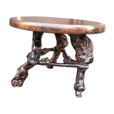 Table basse d'appoint ancienne bois tronc d'arbre pieds de vigne