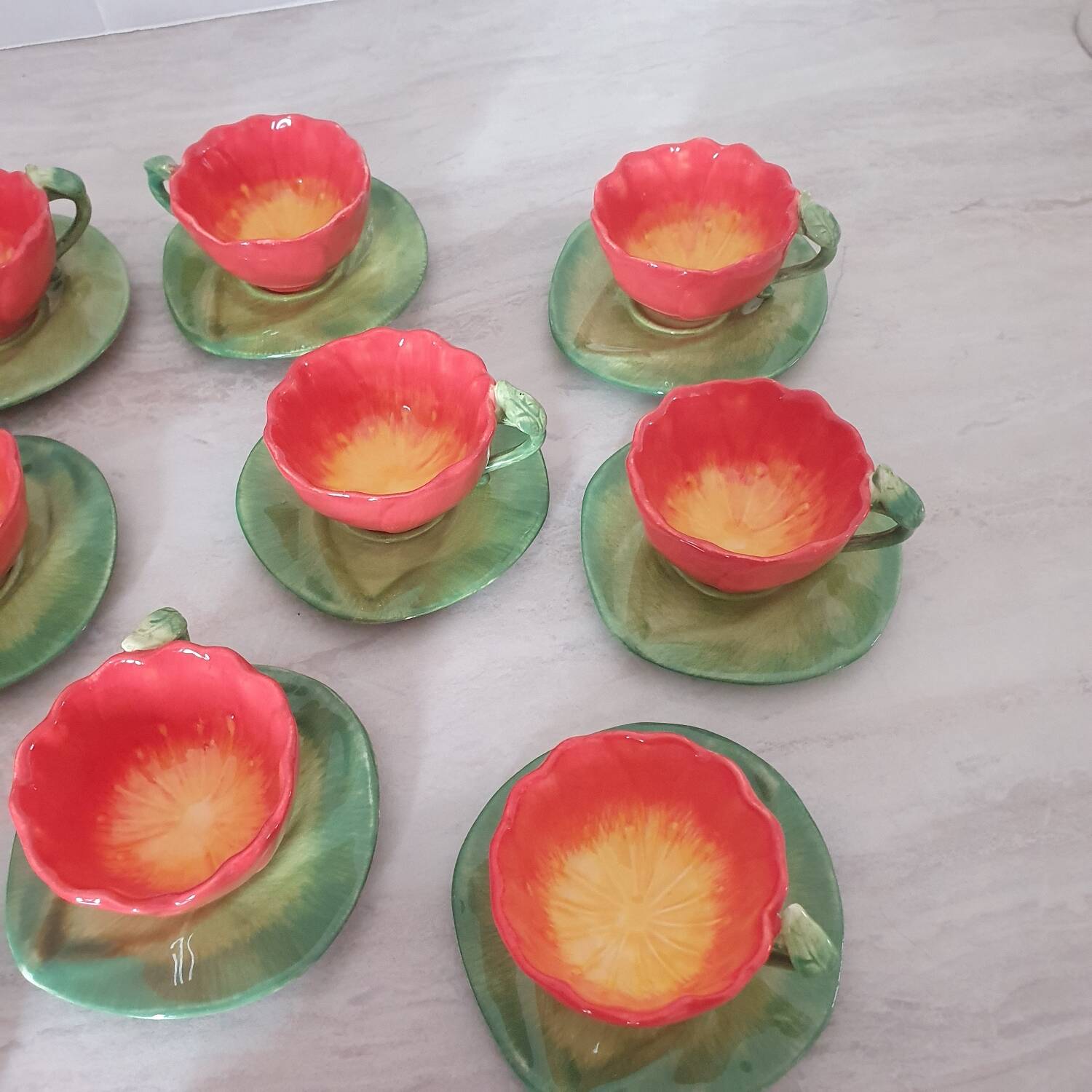 Barbotine flower coffee and tea service