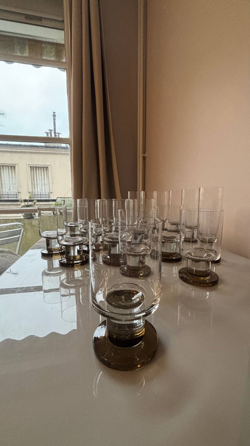 Lot de 18 verres en cristal vintage années 70