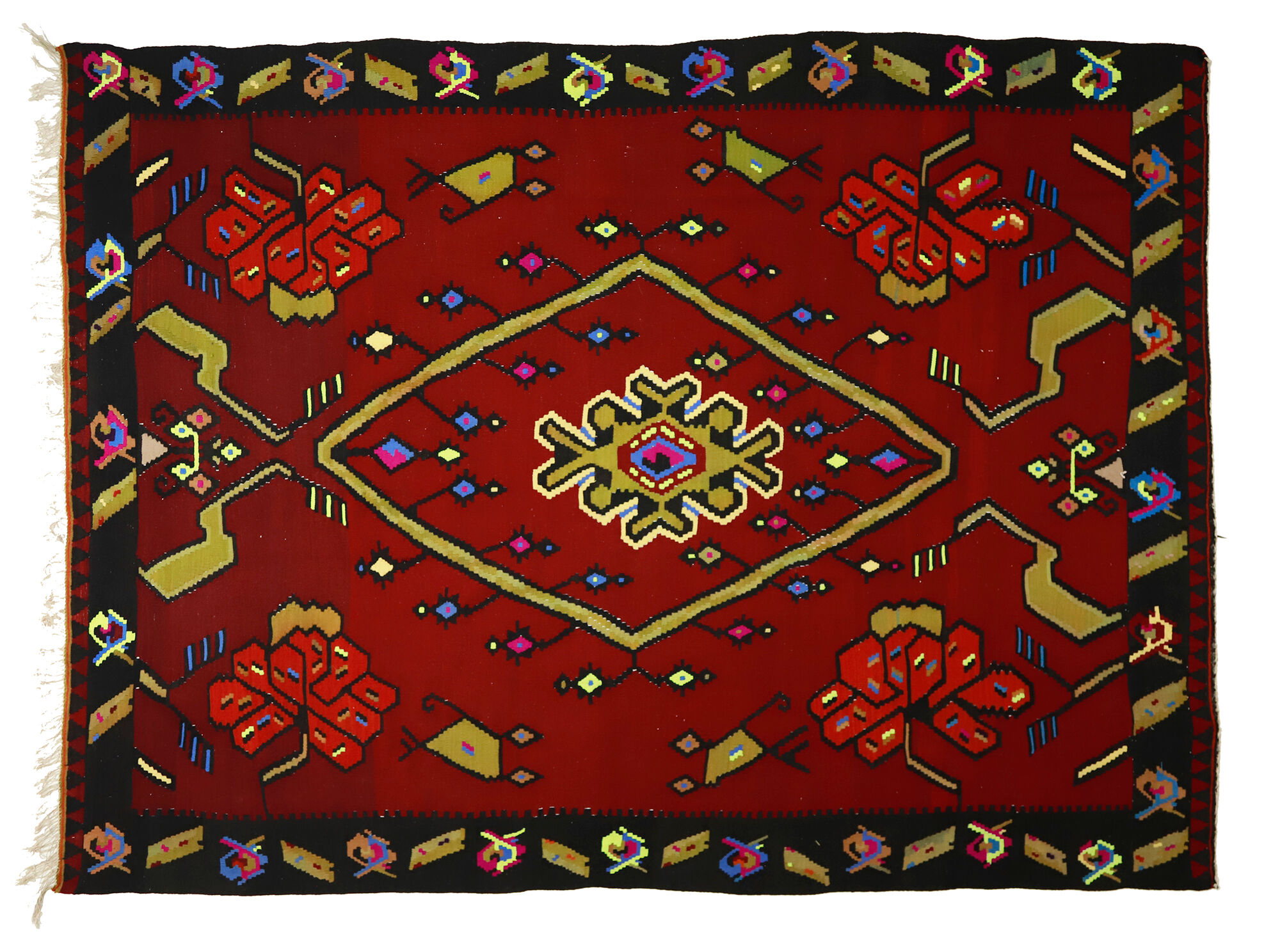 Anatolian handmade kilim rug 285 cm x 218 cm