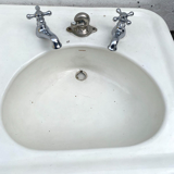 Washbasin double basin with enamelled column base Art Deco XX century