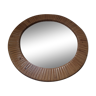 Miroir vintage rond rotin