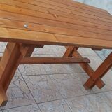 Vintage solid pine table and benches