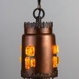 Josef Brumberg JBS Leuchten set of pendants with brass and amber glass