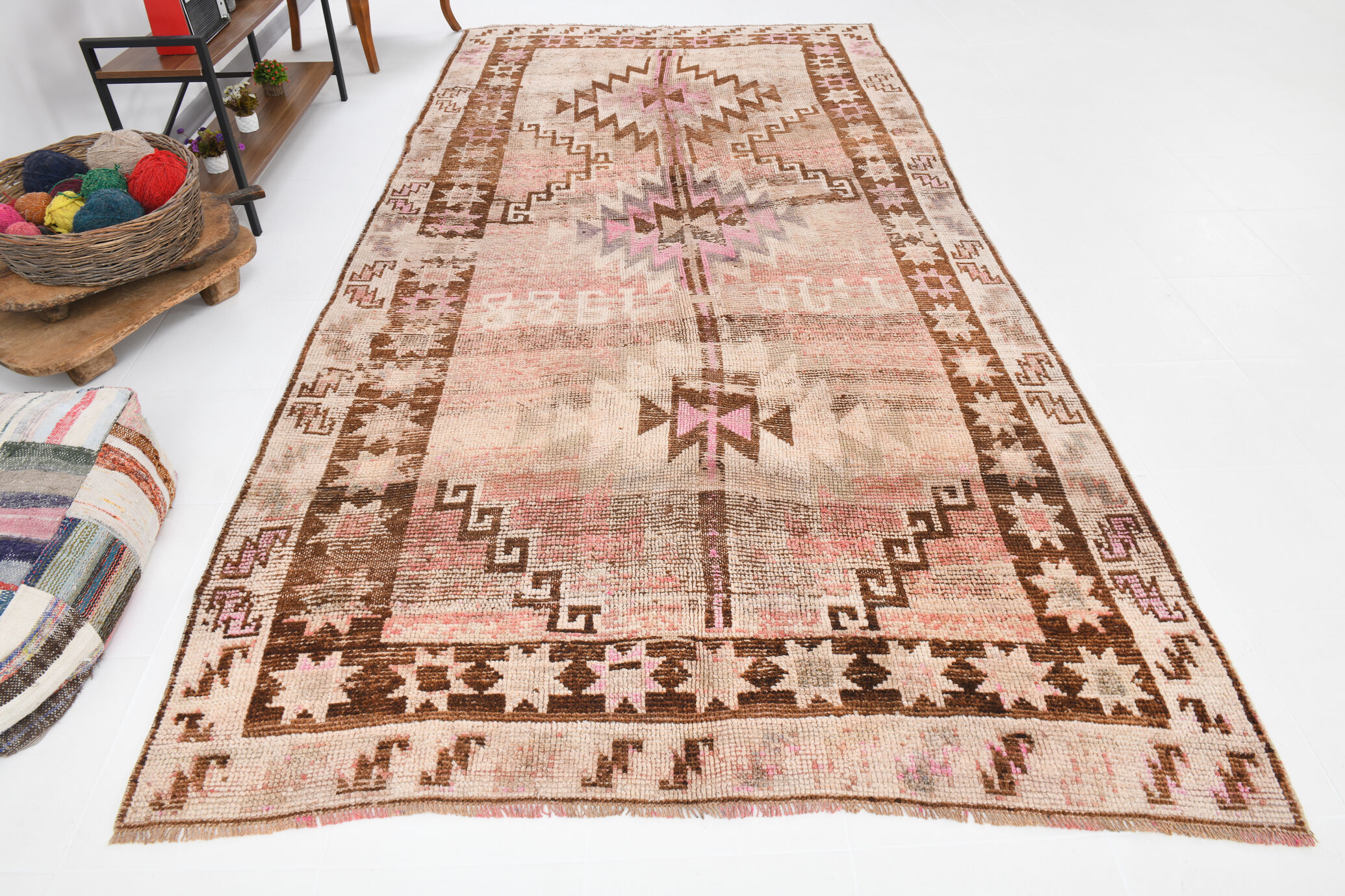 6x12 Oversize Distressed Vintage Rug, 389x194Cm