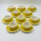 Service 10 tasses jaune Boch Belgique vintage