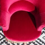 2 antique toad armchairs in red velvet
