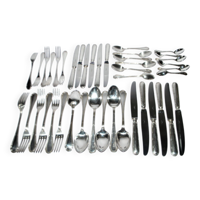 Ercuis ménagère trianon en métal argenté – set de 42 couverts de table ruban croisé