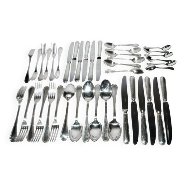 Ercuis ménagère trianon en métal argenté – set de 42 couverts de table ruban croisé