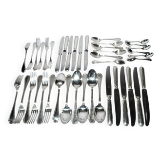 Ercuis trianon silver-plated cutlery set – 42-piece tableware with crossed ribbon design