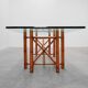 Large monumental bamboo dining table with glass top by Gasparucci, Italy