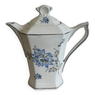 Antique porcelain coffee pot Blue flowers