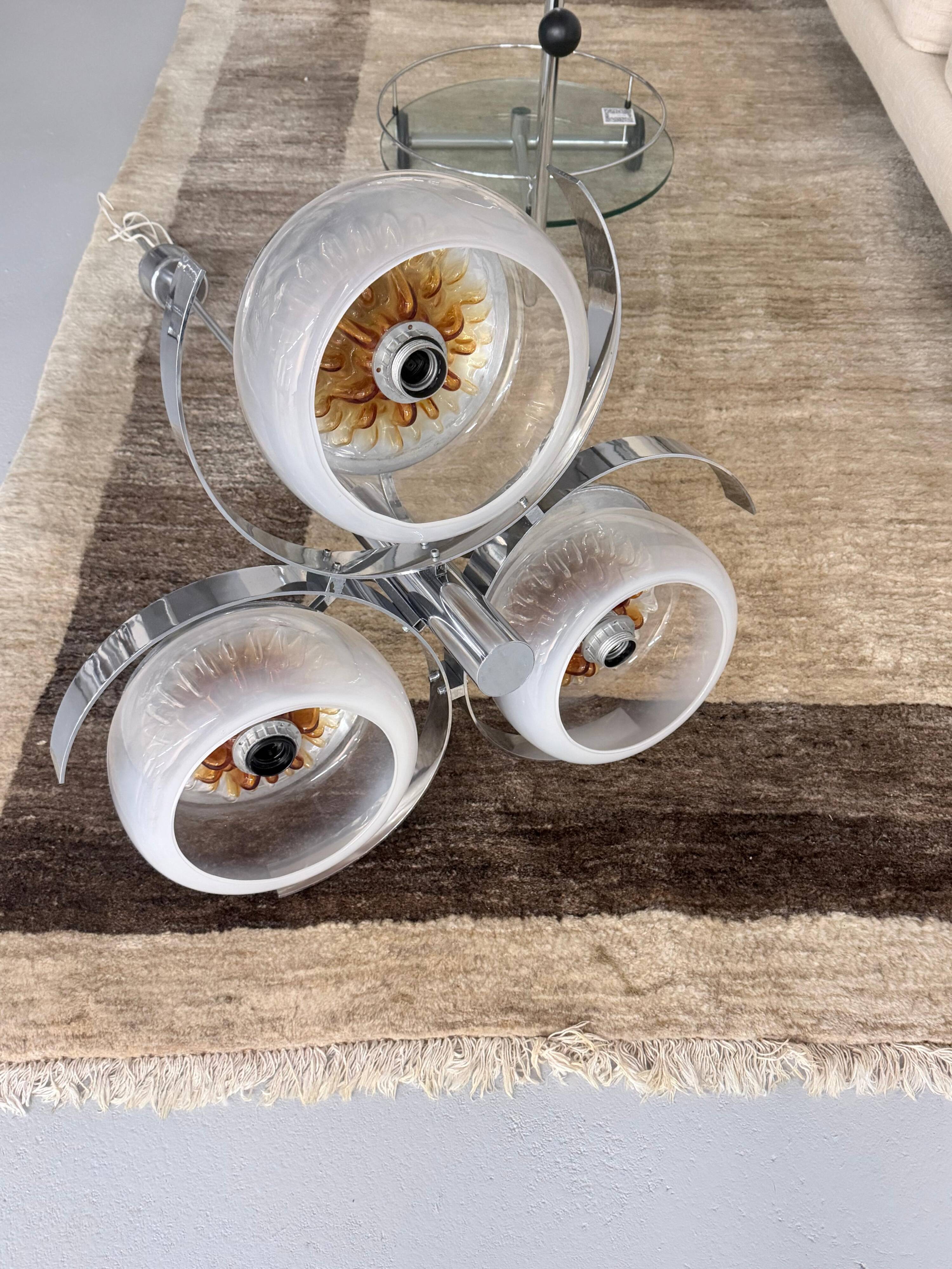 Mid-century 3-arm ceiling lamp, Italy, 1970s
