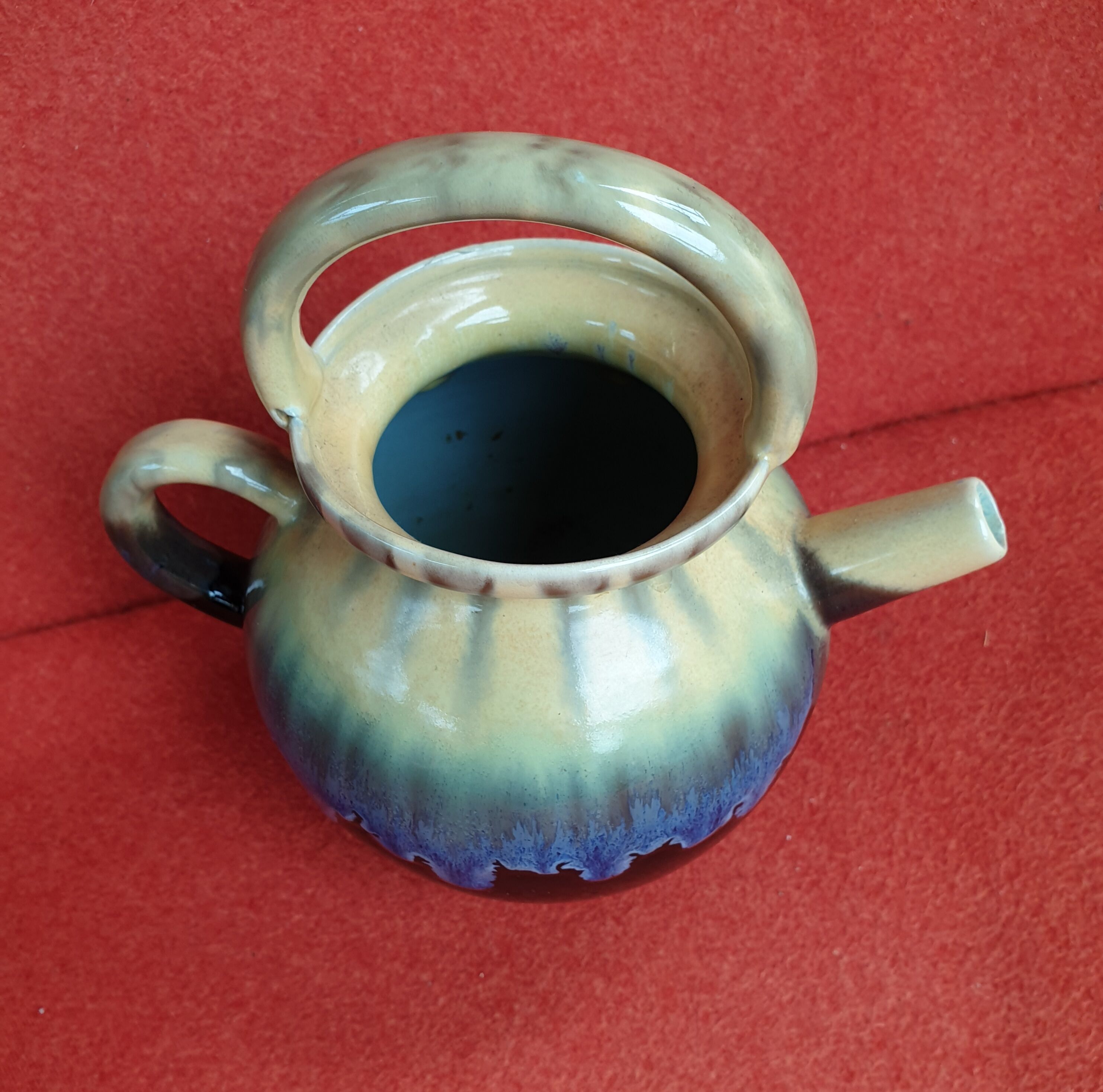 Pier Vase signed ALPHO flamed sandstone 1940s 1950s