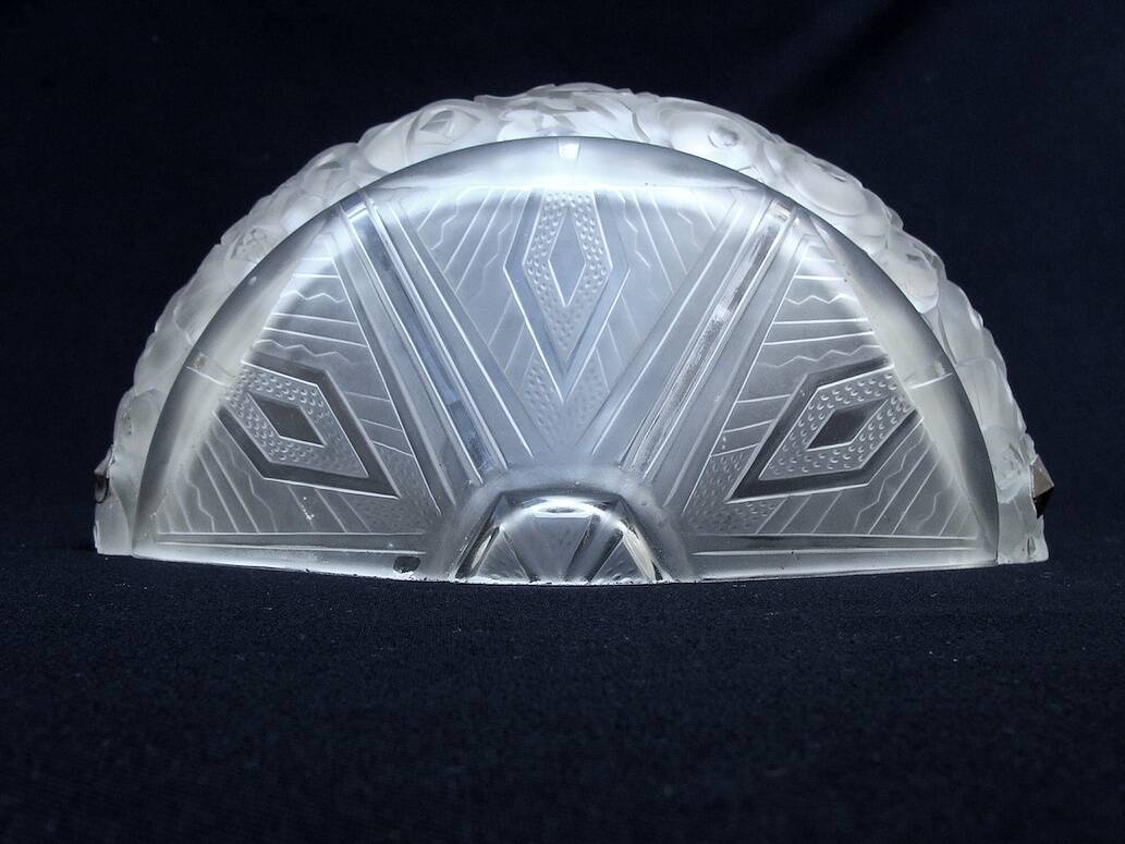 Pair of Art Deco pressed glass wall lights designed 1930