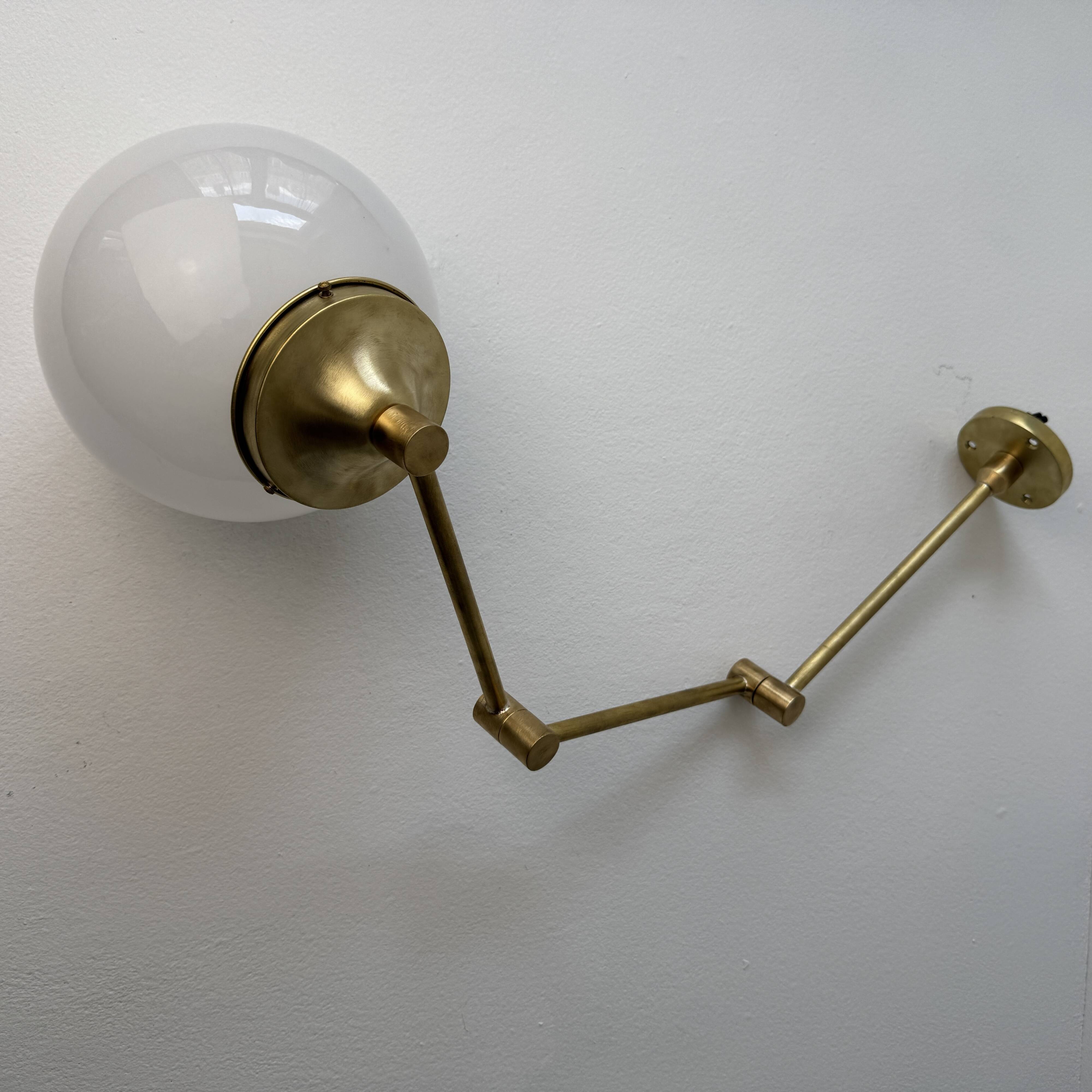 Antique brass & opaline pendant lamp vintage