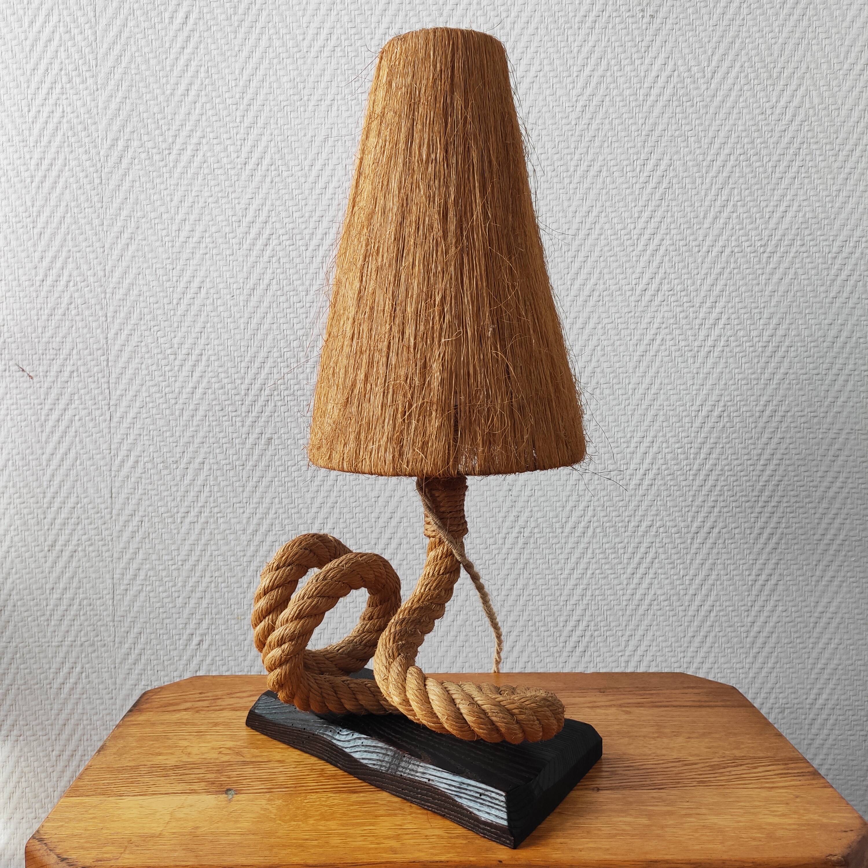 Vintage 1950s table lamp in rope – in the style of Audoux & Minet