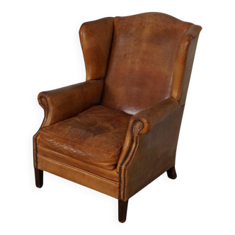 Vintage Dutch cognac coloured leather club chair
