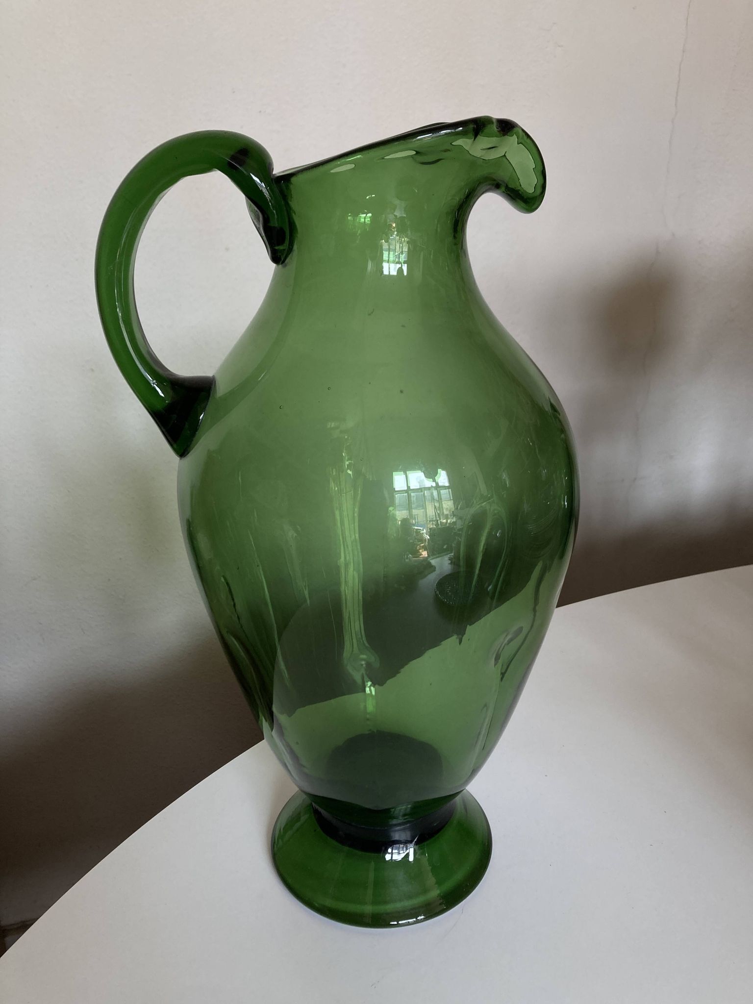 XXL glass vase pitcher from Empoli, blown, H40cm