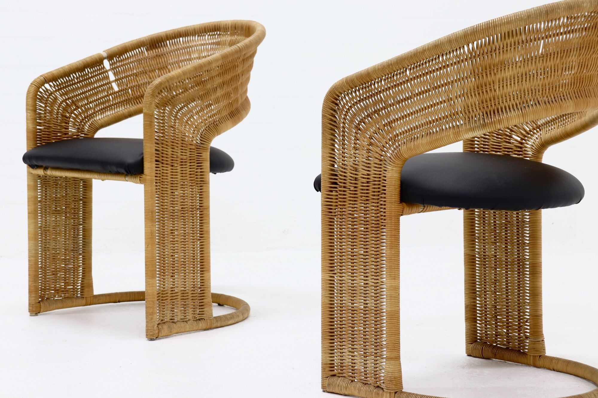 Set de 4 chaises de salle à manger en rotin par Luit van der Helm, Pays-Bas Années 1980