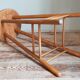 Vintage solid blond wood bar stool